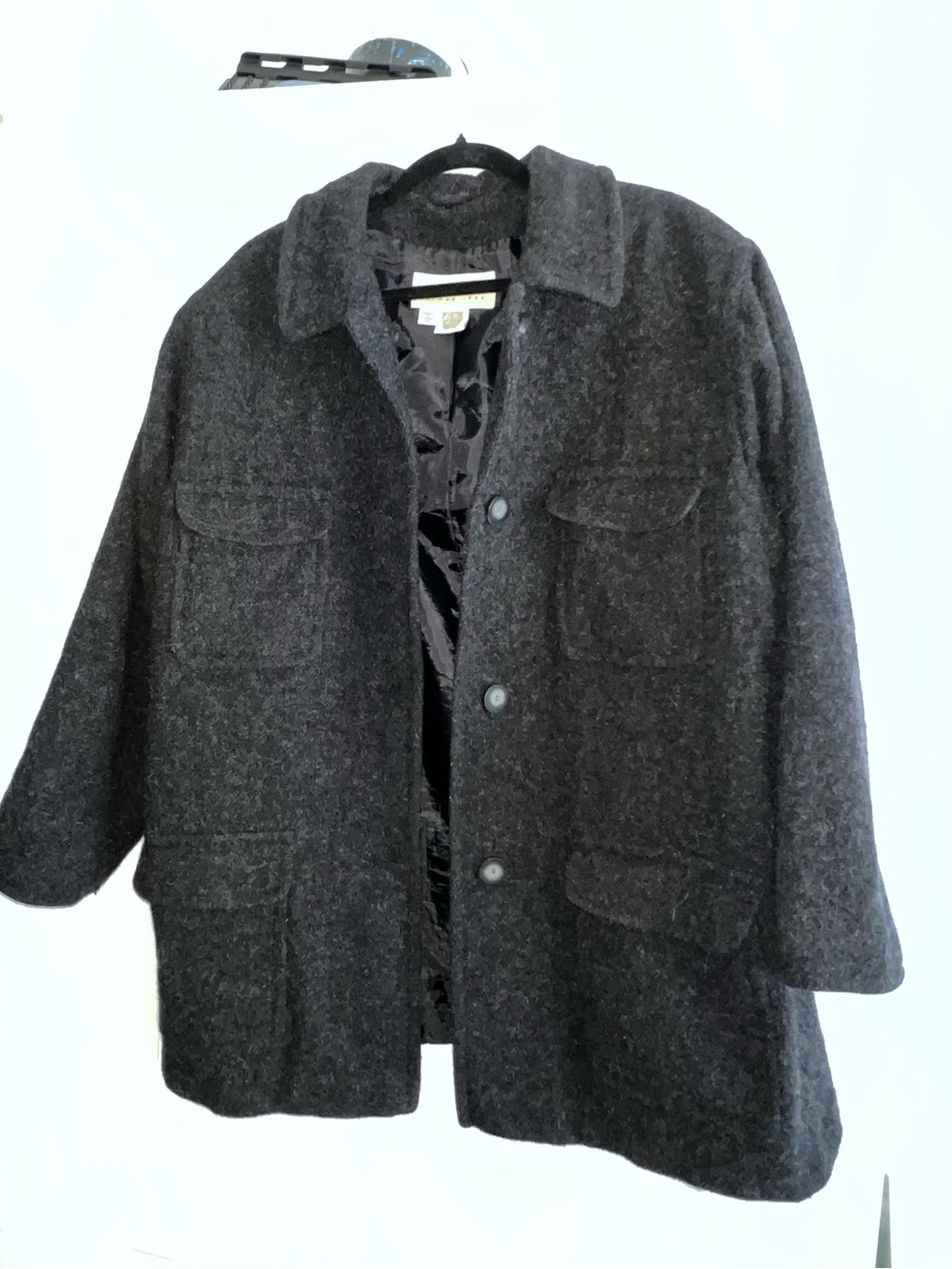 Eddie Bauer Dark Charcoal Wool Blend Button Jacket
